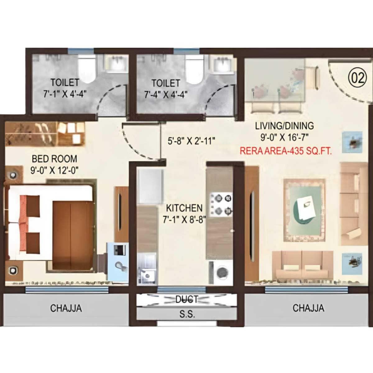 Shristi-Residency-Floor-Plan-1-BHK-415-Sqft